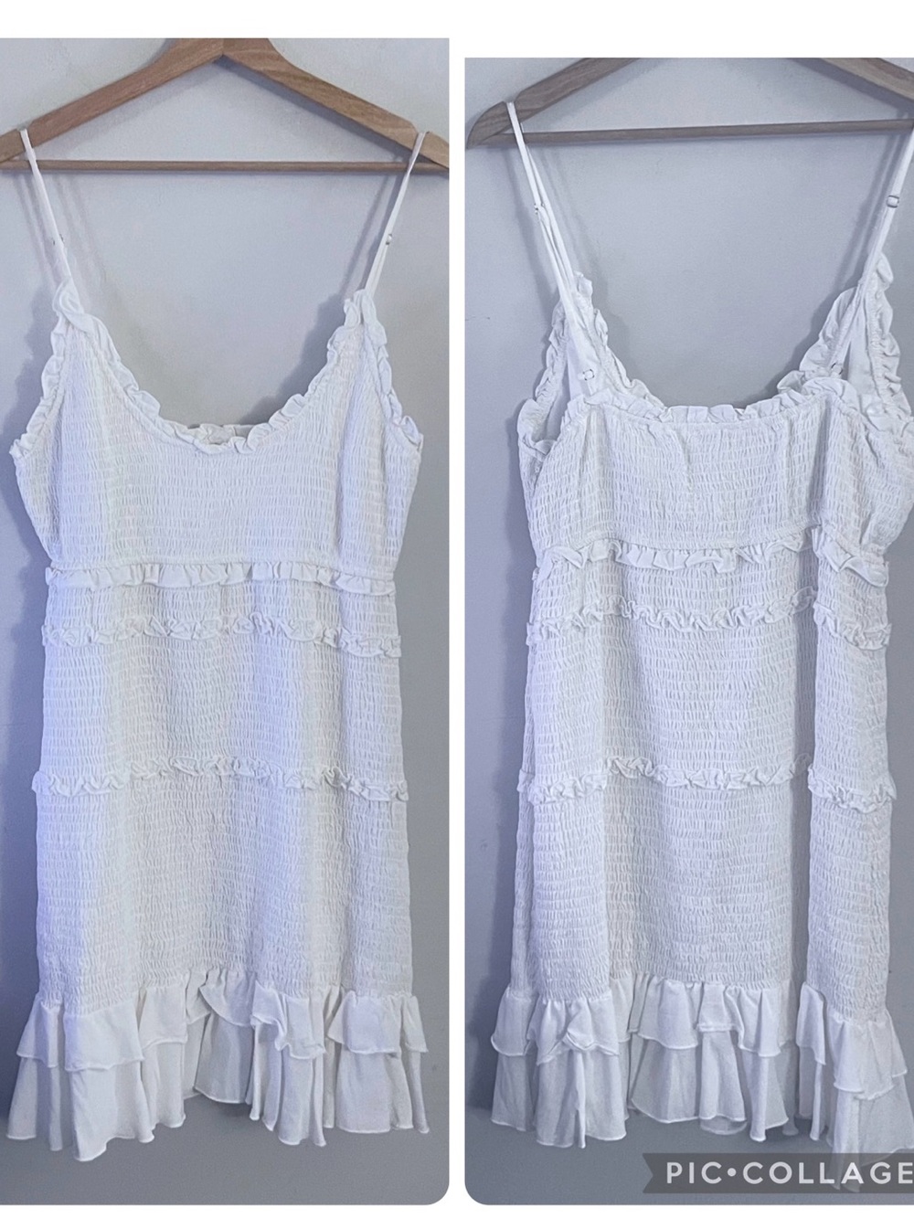 Revamped brand White Ruffled Smocked Tiered Dress XL Boho Fairy Coquette Chic